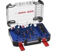 Bosch 10x Set Sierras Corona EXPERT Const. Mat. PC Plus | para Madera blanda, Aglomerado, Ø 20, 25, 32, 38, 51, 64 mm, Professional Accesorios Taladro
