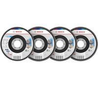 Bosch 15x Set de discos de láminas X451 | para Acero, Aluminio, Grano 40, 60, 80, 120, Professional Accesorios Amoladora grande