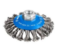 Bosch 1x Cepillo cónico de alambre trenzado PRO Metal heavy, rosca M14 | para Acero, Ø 100 mm, Professional Accesorios Amoladora pequeña