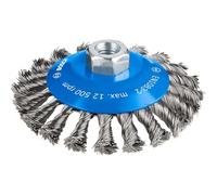 Bosch 1x Cepillo cónico de alambre trenzado PRO Metal heavy, rosca M14 | para Acero, Ø 115 mm, Professional Accesorios Amoladora pequeña