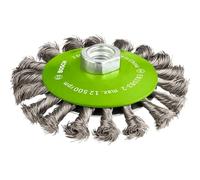 Bosch 1x Cepillo Cónico Trenzado PRO Inox heavy M14 | para Metales no ferrosos, Acero, Ø 115 mm, Professional Accesorios Amoladora pequeña
