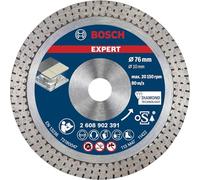 Bosch 1 disco de corte de diamante de cerámica Expert Hard para amoladora angular, orificio de 10 mm (para azulejos duros, piedra dura, diámetro de 76 mm, accesorio profesional mini amoladora angular)