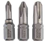 Bosch 2 607 001 752 - Set de 3 puntas de atornillar extraduras (PH) - PH1; PH2; PH3; 25 mm (pack de 3)