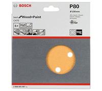 Bosch 2 608 605 087 - Pack de 5 hojas de lija (150 mm, 80)