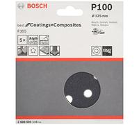Bosch 2 608 605 116 - Hoja de lija, paquete de 5 uds. - 125 mm, 100 (pack de 5)