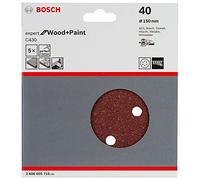 Bosch 2 608 605 640 - Hoja de lija, paquete de 5 uds. - 125 mm, 40 (pack de 5)