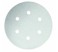 Bosch 2609256018 - Hoja de lija para lijadora orbital aleatoria con 6 agujeros, cierre tipo velcro, diámetro 150 mm, grano 180 (5 piezas) - Pintura/barniz