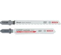 Bosch 26x Hojas de sierra de calar T101BR y EXPERT Laminate Clean T128BHM, 26 uds. (para Vinilo laminado sólido, PVC, Madera blanda, x mm,)