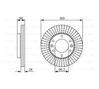 BOSCH 2X Disco De Freno Delante Ø300Mm Ventilado Para KIA Carnival/Grand VQ