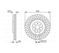 BOSCH 2X Disco De Freno Delante Ø330Mm Ventilado Para Lancia Delta III 844