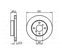 BOSCH 2X Disco De Freno Delantero 231 Ventilado Para Suzuki Alto HA24 Wagon R+