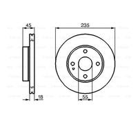 BOSCH 2X Disco De Freno Delantero 235 Ventilado Internamente Para Mazda MX-5 I