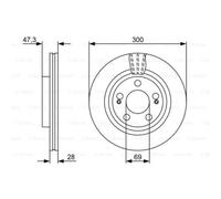BOSCH 2x Disco de Freno Delantero Ø300mm Ventilado para Hyundai i30 Kia Cee'D