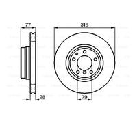 BOSCH 2x Disco de Freno Delantero 316 Ventilado con Ventilación Interior para