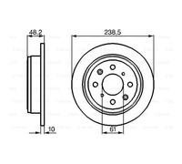 BOSCH 2X Disco De Freno Trasero 238 Para Honda CRX II ED EE Civic VI
