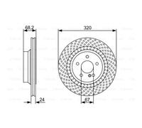 BOSCH 2X Disco De Freno Trasero 320 Ventilado Para Mercedes-Benz Clase E