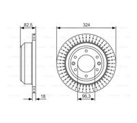 BOSCH 2X Disco De Freno Trasero Ø324mm Ventilado Para Hyundai H-1 Travel TQ