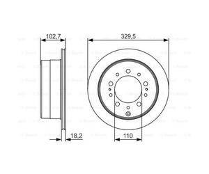 BOSCH 2X Disco De Freno Trasero 3295 Ventilado Para Toyota Land Cruiser 100