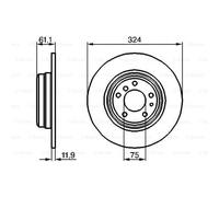BOSCH 2x Disco Freno Trasero 324 Completo para BMW 7er E38 8er E31 0 986 478 095