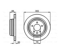 BOSCH 2x Disco Trasero 305 Ventilado con Ventilación Interior para Jaguar XK8