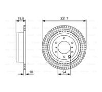 BOSCH 2X DISCOS DE FRENO Eje Trasero Ø 3317 Ventilados Para Mitsubishi Pajero IV