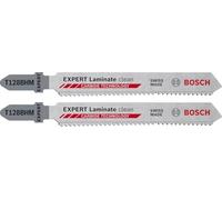 Bosch 2x Hoja de sierra de calar EXPERT Laminate Clean T128BHM (para Vinilo laminado sólido, PVC, Laminado a alta presión HPL, Longitud 92 mm, Professional Accesorios Sierra de calar)