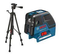 Bosch Professional GCL 25 - Nivel Láser Combinado (Alcance 10 m, 2 Líneas + 5 Puntos, Láser Rojo, Trípode, con Funda, en Caja), Negro/ Azul