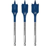 Bosch 3x Set de brocas fresadoras planas EXPERT Self Cut Speed (para Madera blanda, Aglomerado, Ø 20,0, 22,0, 25,0 mm, Professional Accesorios Taladro)