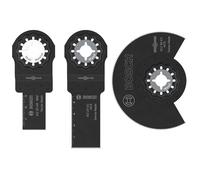 Bosch 3x Set de cuchillas para madera y metal blando (para Metales no ferrosos, Tableros recubiertos de plástico, 133 x 104 mm, Professional Accesorios Multiherramienta)