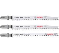 Bosch 3x Set de hojas de sierra de calar EXPERT Wood 2-side clean | para Tablero para mobiliario de madera maciza, Contrachapado, Longitud 117 mm, Professional Accesorios Sierra de calar