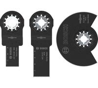 Bosch 3x Set para madera y metal blando | para Metales no ferrosos, Tableros recubiertos de plástico, 133 x 104 mm, Professional Accesorios Multiherramienta