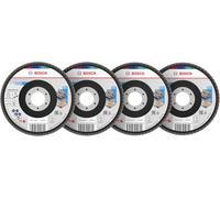 Bosch 60x Set de discos de láminas X451 (para Acero, Aluminio, Ø 115 mm, Grano 40, 60, 80, 120, Professional Accesorios Amoladora grande)