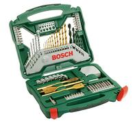 Bosch 70 uds. Set de brocas y puntas de atornillar X-Line de titanio (para madera, mampostería y metal, incluye cinta métrica y brocas fresadoras planas, accesorios para taladro y destornillador)