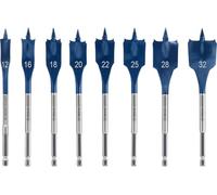 Bosch 8x Set de brocas fresadoras planas EXPERT Self Cut Speed (para Madera blanda, Aglomerado, Ø 12,0, 16,0, 18,0, 20,0, 22,0, 25,0, 28,0, 32,0 mm, Professional Accesorios Taladro)