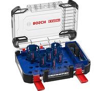 Bosch 9 uds. Set de Sierra de Corona Expert Tough Material (para Madera con metal, Ø 22-68 mm, Accesorios Taladro de impacto rotativo), Azul, 22/25/35/40/51/68/PCP11/HSS-G/TCT