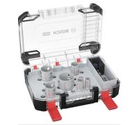 Bosch 9x Set de sierra de corona PRO Multi Material Power Change Plus - Estuche transparente (para Madera blanda, Cartón-yeso, Ø 22,29,35,44,51,65mm, Professional Accesorios Taladro), Versión actual
