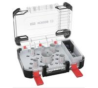 Bosch 9x Set de sierra de corona PRO Multi Material Power Change Plus - Estuche transparente (para Madera blanda, Cartón-yeso, Ø 19,25,30,35,40,68 mm, Professional Accesorios Taladro), Versión actual