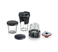 Bosch Accesorios MUZS68TM, Juego de picadora múltiple, picadora universal, batidora, solución de almacenamiento, tapa ToGo, para procesador de alimentos serie 6, serie 8, negro
