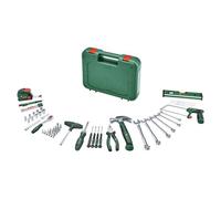 Bosch Advanced Juego herramientas manuales, 64 piezas (kit bricolaje; alta calidad; ergonómico; alicates, llaves, destornillador, carraca, flexometro, sierra, martillo y más)