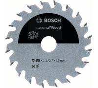 Bosch Akku-Kreissägeblatt Estándar para Madera, 85 x 1,1 / 0,7 x 15 , 20 Dientes