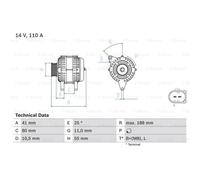 BOSCH Alternador Generador 110A 14V para Iveco Daily III Bus Fiat Ducato