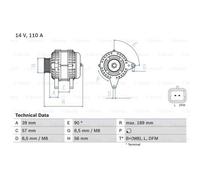 BOSCH Alternador Generador 110A 14V para Renault Megane II Kombi Nissan Note