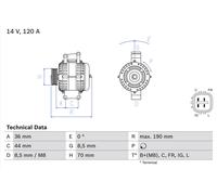 BOSCH Alternador Generador 120A 14V Para Honda Accord VII Tourer 2.2i-CTDI