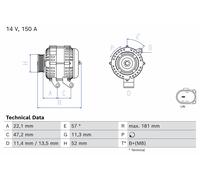BOSCH Alternador Generador 150A para Land Rover Discovery IV L319 LS 6D