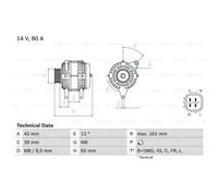 BOSCH Alternador Generador 80A 14V para Honda Jazz II City Stufenheck