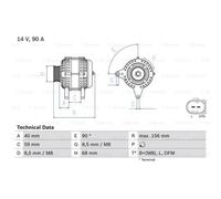 BOSCH Alternador Generador 90A 14V para VW LT 28-46 II Chasis/Pritsche
