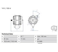 BOSCH Alternador Generator Para Iveco Daily V Furgón/Combi Fiat Ducato