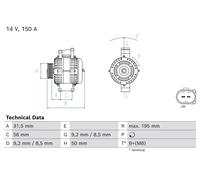 BOSCH Alternador Generator Para Mercedes-Benz GLK Clase X204 280 4MATIC 350
