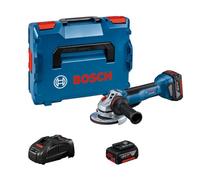 Bosch Professional 18V System amoladora angular a batería GWS 18V-10 P (incl. 2 baterías GBA 18V 5.0Ah, GAL 1880 CV, empuñadura auxiliar, cubierta protectora, tuerca sujeción, brida, L-BOXX)