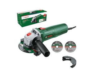 Bosch Amoladora Angular Pequeña UniversalGrind 750-115 (750 W; 3 Discos de Corte Rectos; para Moler, Cortar, Cepillar y Lijar; en Embalaje de Cartón)